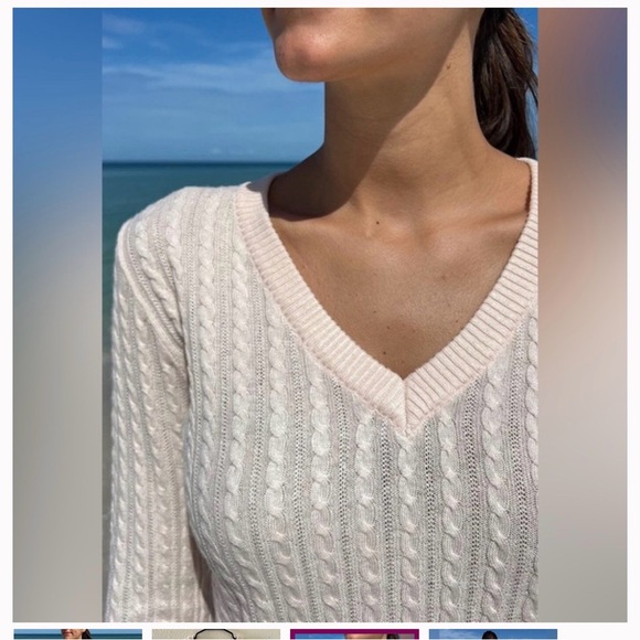 Brandy❤️Melville Soft Cable-Knit V-Neck Sweater in Light Mint Green | Size Small - Picture 2 of 5